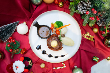 A delicious and beautifully arranged gourmet dish, perfect for Christmas celebrations. A tender...