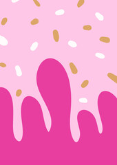 Pink Icing Drip Background with Sprinkles Seamless Pattern