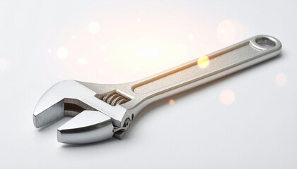 Adjustable wrench on a light backdrop, showcasing its metallic sheen and functional design