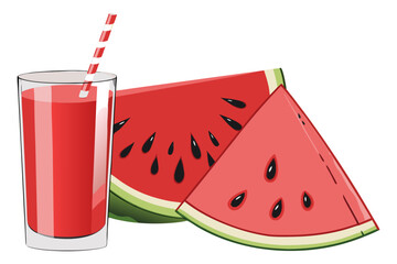 Refreshing Watermelon Beverage and Slice Vector Art