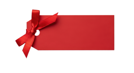 Red gift tag with bow for special occasions and decoration