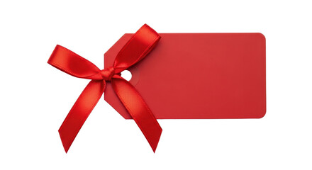 Festive red gift tag with ribbon bow for holiday celebrations and special occasions