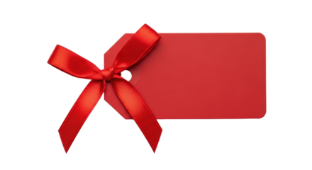 Festive red gift tag with ribbon bow for holiday celebrations and special occasions