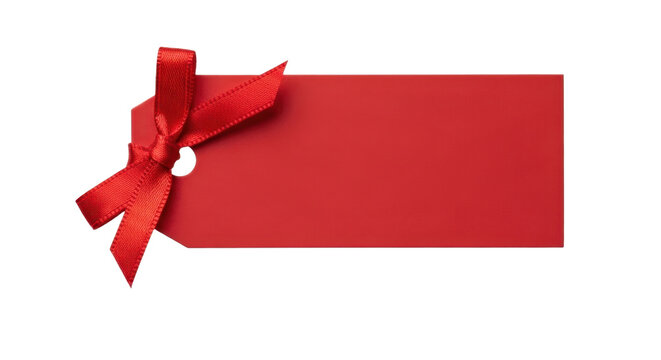 Red gift tag with bow for special occasions and decoration