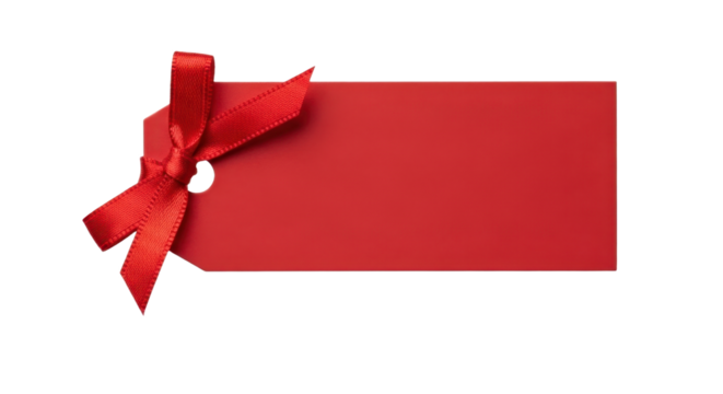 Red gift tag with bow for special occasions and decoration