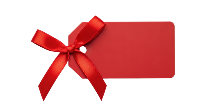 Festive red gift tag with ribbon bow for holiday celebrations and special occasions - Powered by Adobe
