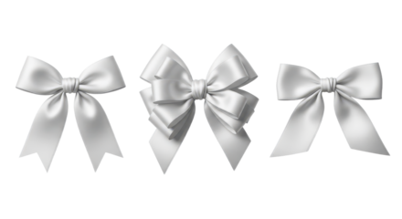 Elegant white ribbon bows for gift wrapping and decoration