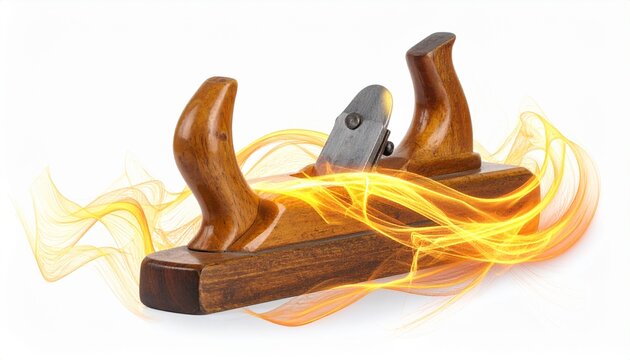 Woodworking tool emitting flames in a creative display of craftsmanship and artistry