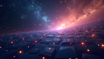 Intergalactic Abstract Formation Of Starlit Vibrant Geometric Layers