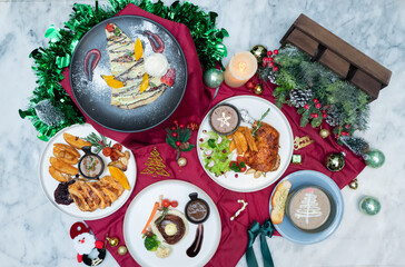 Festive culinary delights arranged artfully for the holiday season 