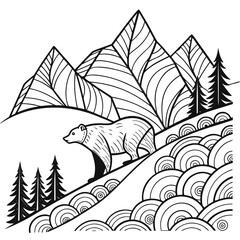 Complex Abstract Zen Tangle Various Stylized Mountain Designs