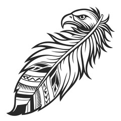 Clear Thick Lines Bold Tribal Eagle Feather Design