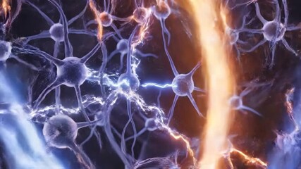 Vibrant 3D animation of neurons firing and forming connections illustrating brain activity neural networks and the complex processes of thought and memory within the human mind. - Powered by Adobe