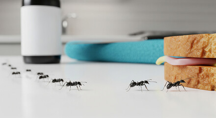 Ants invading the premises. The problem is the need for professional pest control and disinfection solutions
