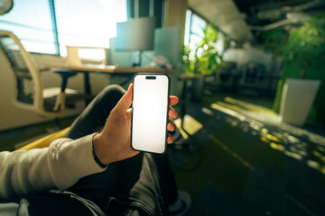 Smartphone Mockup Modern Green Office Workspace