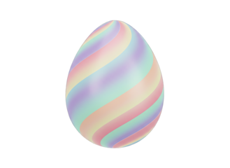 A 3D Rendered Easter Egg Decorated With Pastel Swirls Isolated On A Black Background With A White Highlight