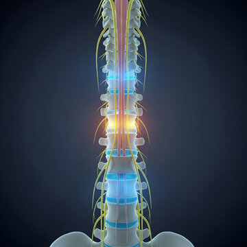 Human Spine Anatomy Visualization with Nerves and Spinal Cord