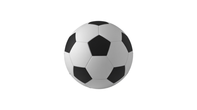 A classic black and white soccer ball, perfectly centered against a clean transparent background, ready for play. Ideal for sports graphics. background removed