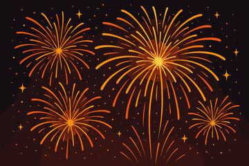 Naklejka premium Sparkling Night Fireworks. Sparkling fireworks display bursting in the night sky, dynamic and celebratory atmosphere, vibrant