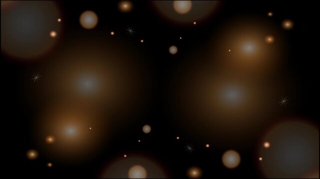 Golden glowing bokeh particles animation.Gold and brown background.Moving bubbles colorful blurred animation backdrop.christmas and valentine's day background