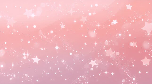 A dreamy, abstract image with a gradient background, twinkling stars, and bokeh circles, all in a soft pink and white color palette