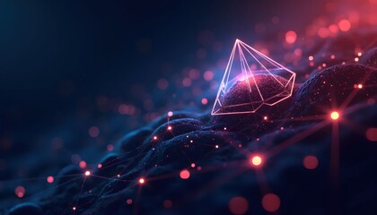 Cyber Geometric Interface With Radiant Wireframe Square Patterns