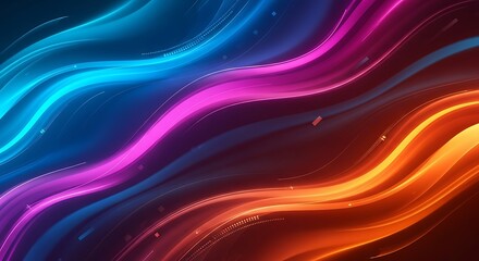 Obraz premium Dynamic Flowing Abstract Background with Vibrant Neon Colors and Modern Digital Feel for Technology and Design Projects