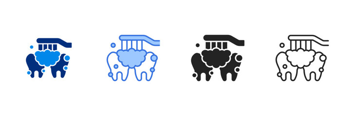 Brushing Teeth Icon Set Multiple Style Vector Illustration 