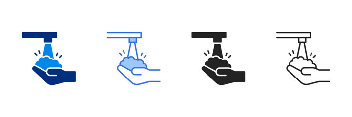 Hand Wash Icon Set Multiple Style Vector Illustration 