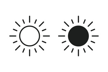 Sun icon with glyph and outline style. Yellow sun icon. Shine sun ray set. Vector illustration