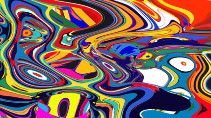 Colorful Trippy Fluid Swirl Background with Vibrant Abstract Liquid Waves