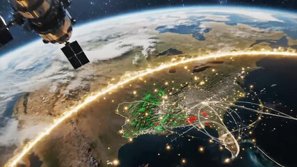 Global View of North America with a Glowing Energy Ring and Highlighted Regions earth globe - Powered by Adobe