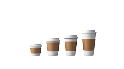 Coffee varieties displayed in multiple sizes coffee shop product photography minimalist environment close-up view coffee culture