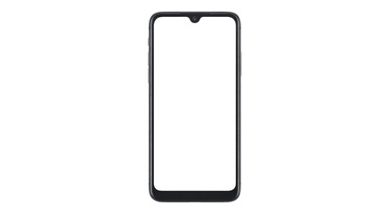 Modern smartphone frame with a transparent screen and teardrop notch, perfect for overlaying custom digital content. background removed