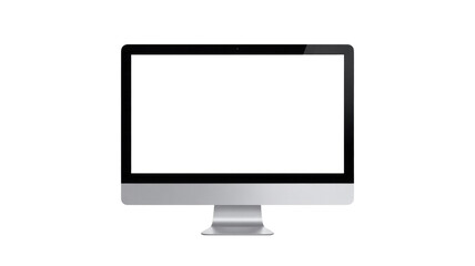 Fototapeta premium Modern desktop computer monitor with a sleek design and blank white screen, perfect for showcasing digital content or mockups. background removed