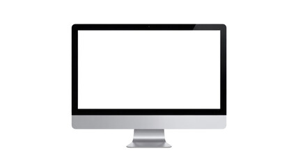 Fototapeta premium Sleek desktop computer with a blank white screen, ideal for mockups and presentations, featuring a modern design and clean lines. background removed