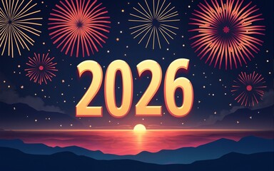 2026 Happy New Year Background Design. Greeting Card, Banner, Poster. Vector Illustration. High quality