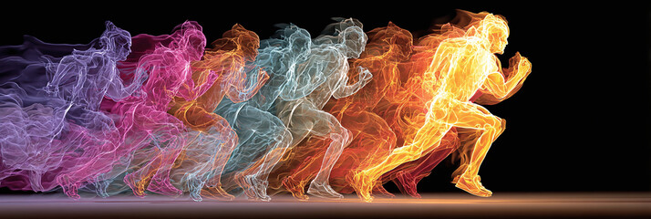 Motion Blur Art Vibrant Energy of a Running Figure in Dynamic Layers