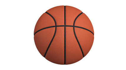 Fototapeta premium A realistic 3D render of a classic orange basketball with black seams, perfectly centered against a solid transparent background, ready for play. background removed