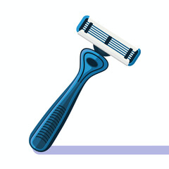 Obraz premium A sleek and modern illustration of a blue razor, symbolizing personal grooming and self-care, perfect for beauty or healthcare themes in contemporary design aesthetics.