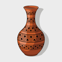 This image showcases a beautifully designed clay pot featuring intricate patterns and warm colors, representing traditional craftsmanship and culture in pottery.