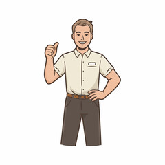 This professional image features a smiling staff member giving a thumbs up, symbolizing positive customer service and a friendly atmosphere in a retail or service environment.