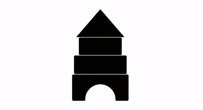 Playful building blocks form a tower, a symbol of childhood creativity, construction games, and developmental learning in a minimalist design, perfect for kid's content