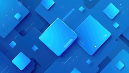 Dynamic Digital Layout Featuring Strong Blue Overlapping Geometry