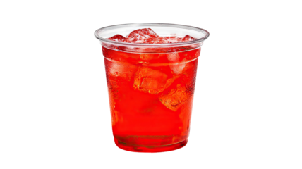 Red cranberry cocktail and cola glass drinks with ice isolated on white