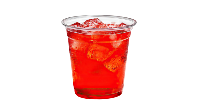 Red cranberry cocktail and cola glass drinks with ice isolated on white - Powered by Adobe