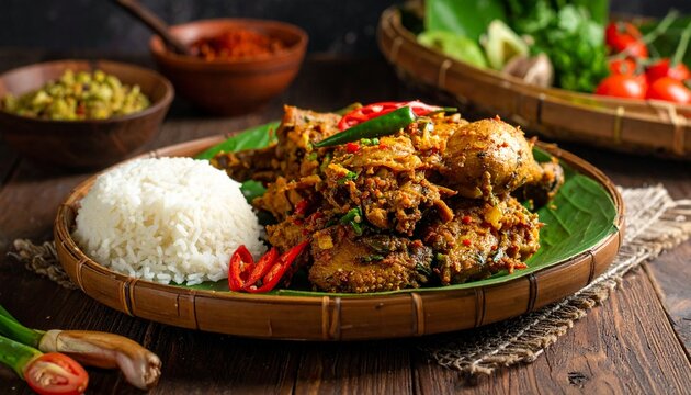 A popular indonesian traditional dish called ayam geprek