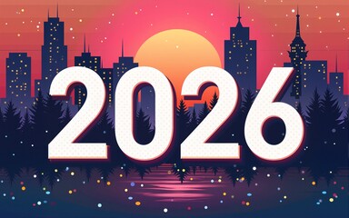 Happy new year 2026 vector illustration. Colorful design, trendy style, 2026 calendar. High quality