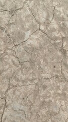Crack on dry brown earth land or ground soil surface. Dried up terrain texture or pattern background with copy space. Closeup top view. Drought, dryness, fissures and heatwave concept