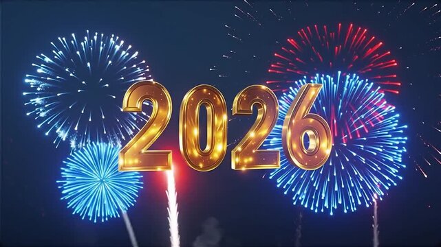 Passage festif &agrave; la nouvelle ann&eacute;e 2026 avec feux d&rsquo;artifice